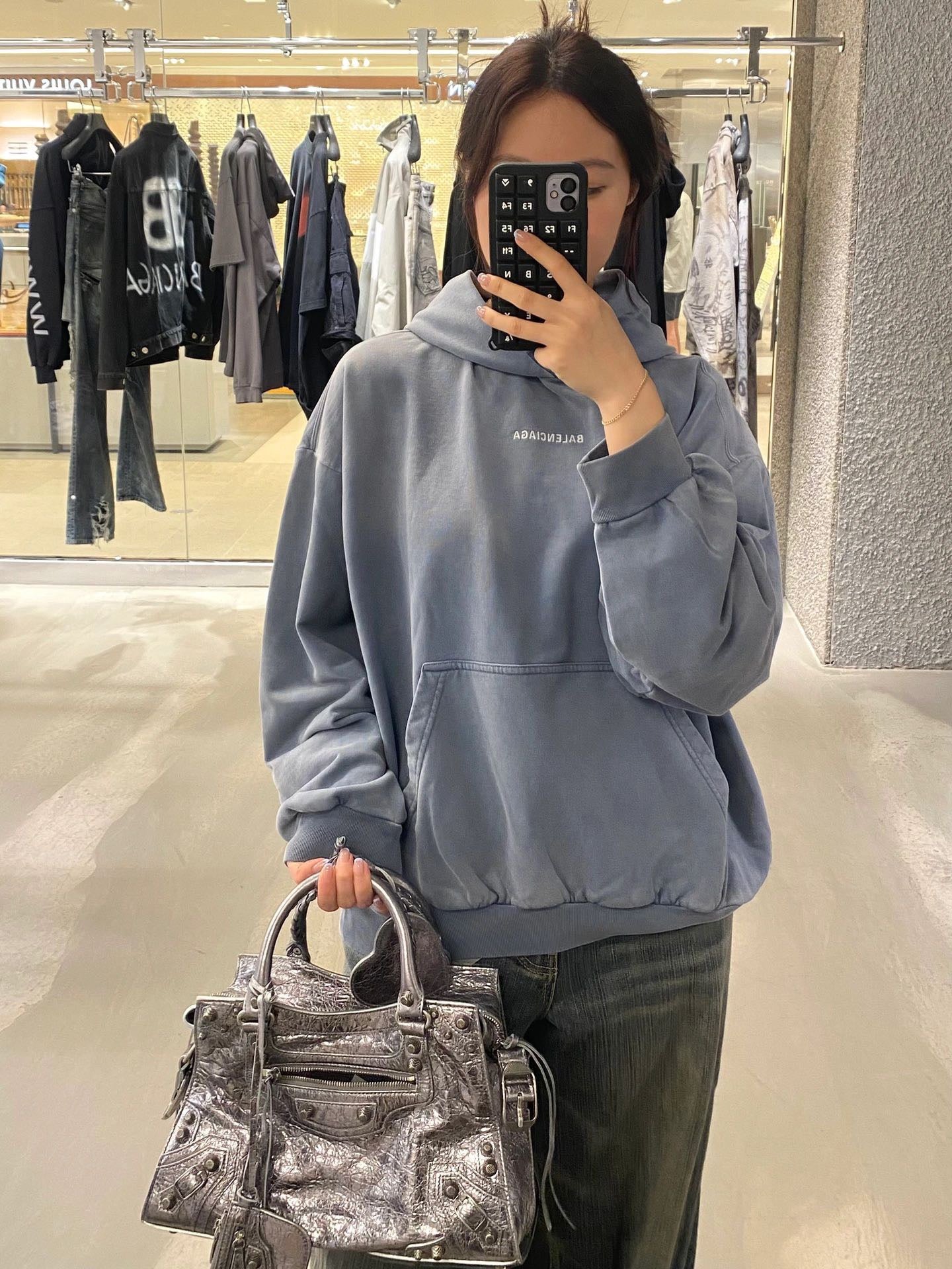 Blue grey Hoodie