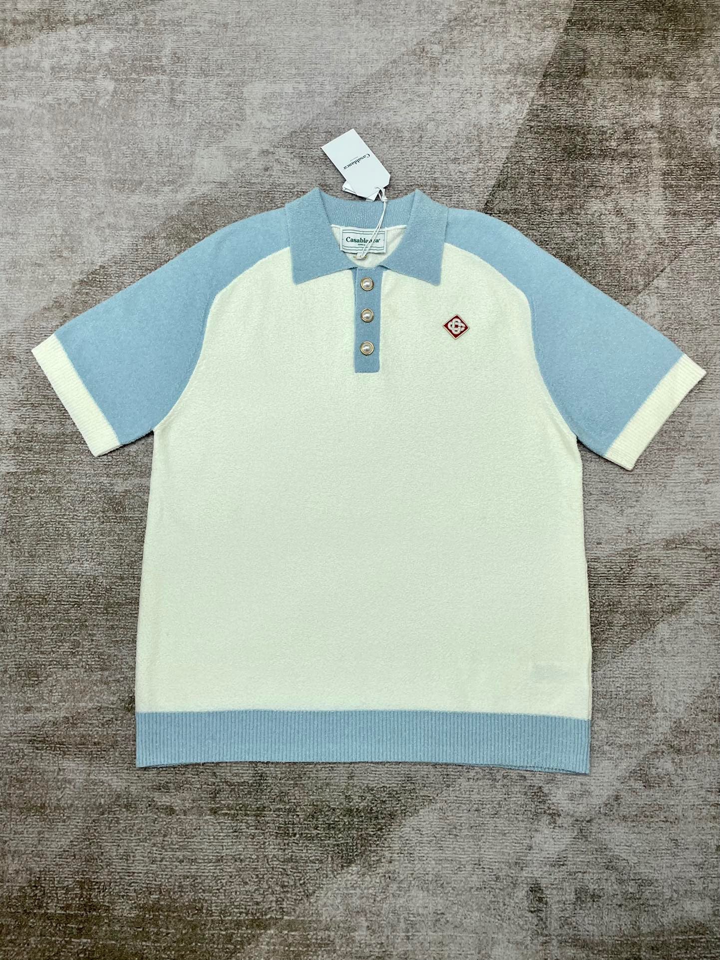 White sky blue and White green  Polo